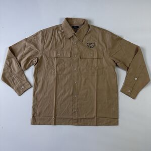 NEW Malbon Golf & Tackle Long Sleeve Fishing Shirt Tan  Men's Size Medium